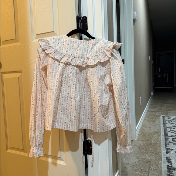 Striped Ruffle Collar Blouse - Picture 2 of 2